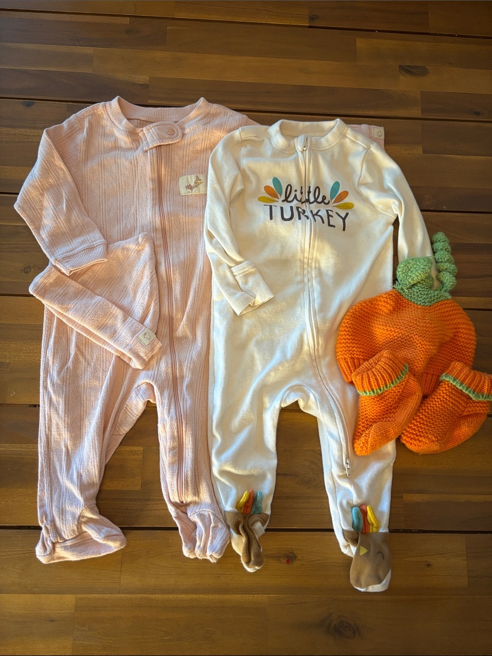 Little Turkey Cream Zipper Footed One-Piece